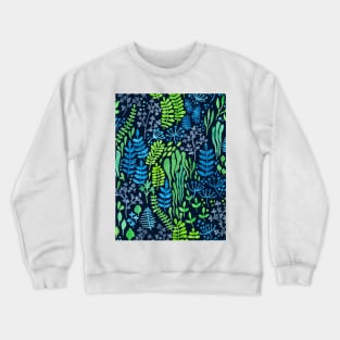 Watercolor floral doodles dark background Crewneck Sweatshirt